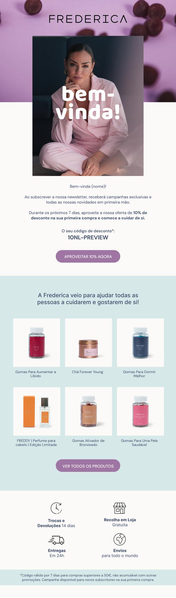 Email desenhado para Frederica